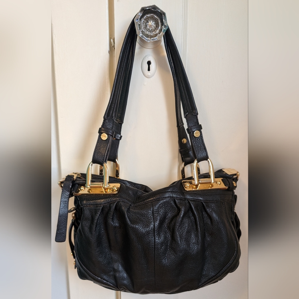 B. Makowsky *vintage* Black Leather Shoulder Bag